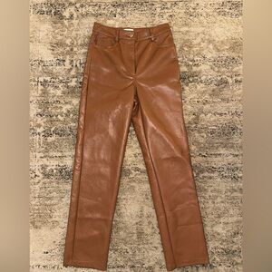 Aritzia Wilfred Light Brown Leather Pants